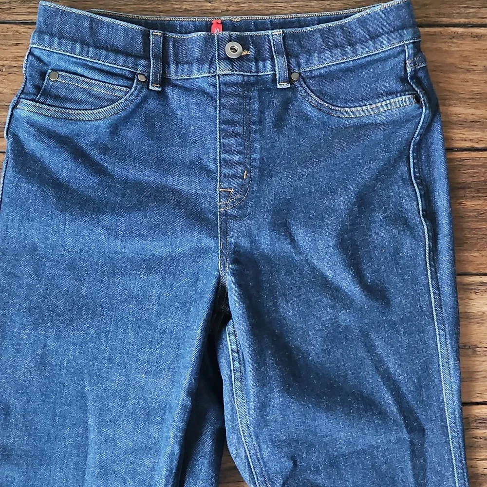 SPANX Women's Dark Blue Straight-Leg Jeans Size L (14-16) - Picture 3 of 10